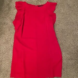 Elegant Red Ruffle Sleeve Dress